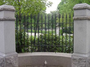 Cast iron and wrought iron fence at Mt. Auburn Cemetery in Cambridge, Massachusetts.