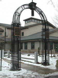 Hamilton Public Library entrance, Hamilton, MA