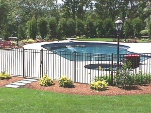 Wrought iron swimming pool fence