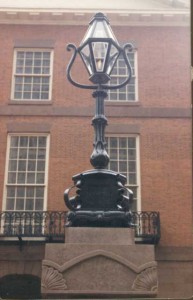 Gas lantern from forged and cast ductile iron at the Old State House in Hartford, CT.